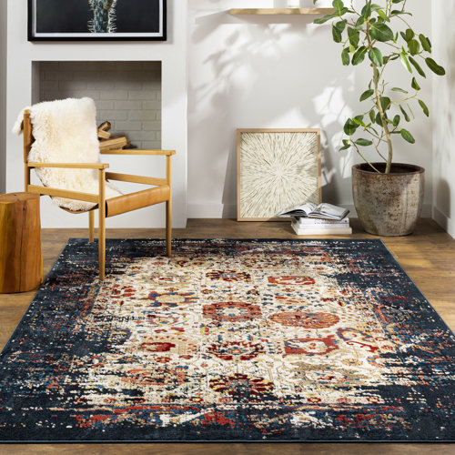 Bloomsbury Market Napa Oriental Navy/Cream Area Rug Wayfair
